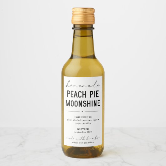 Personalized Homemade Peach Pie Moonshine Label Weinetikett (Vorderseite)