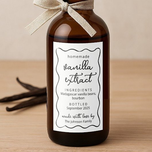 Personalized Homemade Vanilla Extract Doodle Label Weinetikett