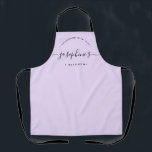 Personalized Homemade with Love Kitchen purple Schürze<br><div class="desc">Let's get baking. Customize the script Name on this personalized purple apron. Seen here in red with white typography in a stylish treatment. Encourage the sweet baker in your life, a small business bakery owner with a special gift. Perfect for baking those yummy goodies, treats, cakes, cookies and more. Featuring...</div>