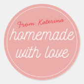 Personalized homemade with love runder aufkleber (Vorderseite)