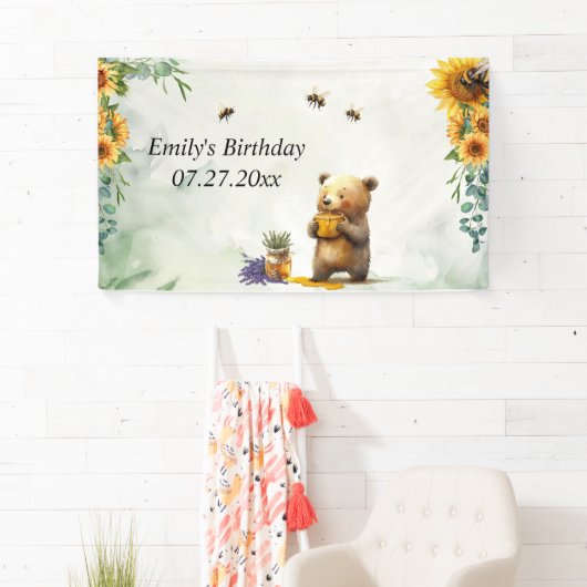 Personalized Honey Bear Birthday Banner (Insitu)