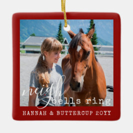 Personalized Horse Foto von Cute Neigh Bells Ring  Keramikornament