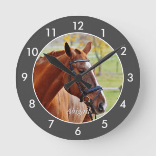 Personalized Horse Large Clock Runde Wanduhr
