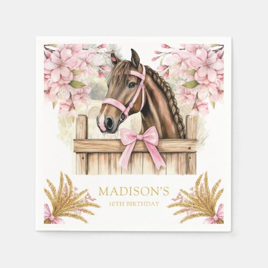 Personalized Horse Napkin – Blush Pink Country Serviette (Vorderseite)
