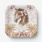 Personalized Horse Paper Plate – Blush Pink Pappteller (Vorderseite)