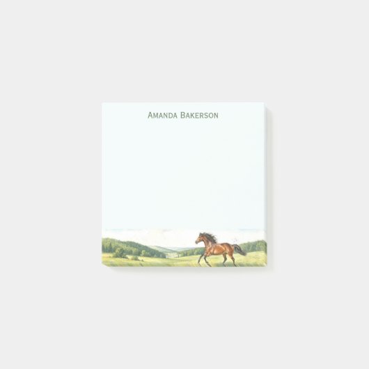 Personalized Horse Stationery Customized Name Post-it Klebezettel (Vorderseite)