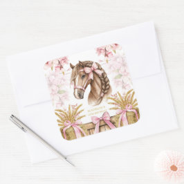 Personalized Horse Sticker – Blush Pink