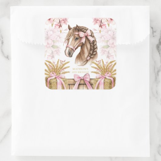 Personalized Horse Sticker – Blush Pink (Tasche)