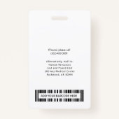 Personalized Hospital Employee Logo and Photo ID Ausweis (Rückseite)