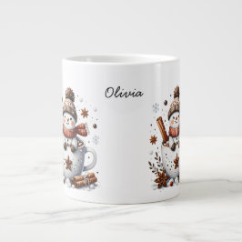 Personalized Hot Cocoa Snowman Custom Name Mug Jumbo-Tasse