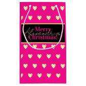 Personalized Hot Pink Black Gold Heart Christmas Kleine Geschenktüte (Rückseite)