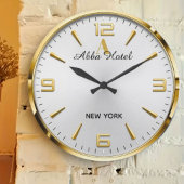 Personalized Hotel Name Luxury Gold Silver Große Wanduhr