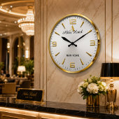 Personalized Hotel Name Luxury Gold Silver Große Wanduhr