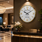 Personalized Hotel Name Luxury Gold Silver Große Wanduhr