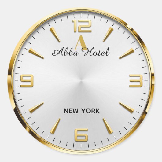 Personalized Hotel Name Luxury Gold Silver Runder Aufkleber (Vorderseite)