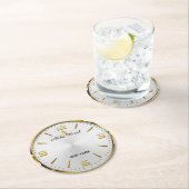 Personalized Hotel Name Luxury Gold Silver  Runder Pappuntersetzer (Vor Ort)