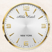 Personalized Hotel Name Luxury Gold Silver  Runder Pappuntersetzer (Vorderseite)