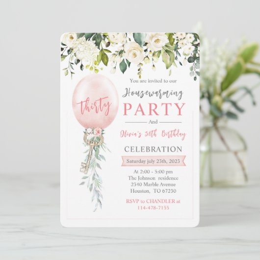 Personalized Housewarming and Birthday Einladung (Stehend Vorderseite)