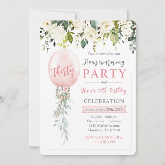 Personalized Housewarming and Birthday Einladung (Vorderseite)