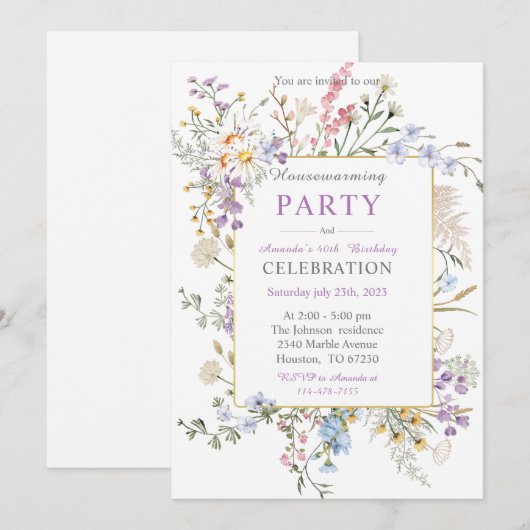 Personalized Housewarming and Birthday Einladung (Vorne/Hinten)