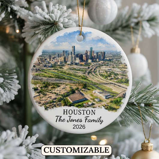 Personalized Houston Ornament, Custom Texas Keramik Ornament
