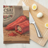 Personalized Hungarian Kalocsai Paprika Apron Geschirrtuch (Viertel Falte)