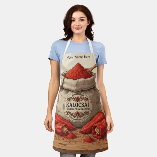 Personalized Hungarian Kalocsai Paprika Apron Schürze (Getragen)