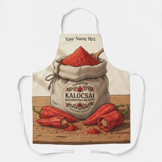 Personalized Hungarian Kalocsai Paprika Apron Schürze (Vorderseite)