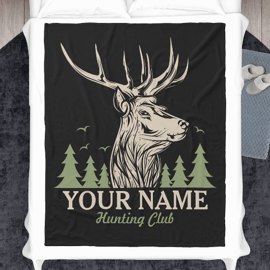 Personalized Hunter Deer Elk Antler Hunting Club Fleecedecke