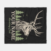 Personalized Hunter Deer Elk Antler Hunting Club Fleecedecke (Vorderseite (Horizontal))