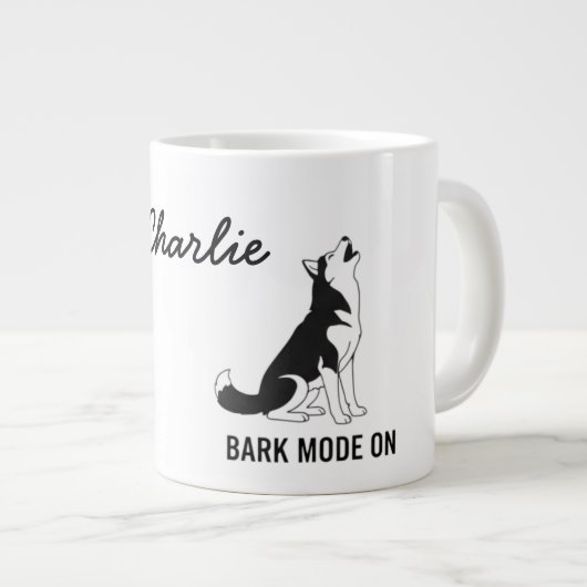Personalized Husky Bark Mode Mug Wrap – Funny Dog  Jumbo-Tasse (Vorderseite Rechts)