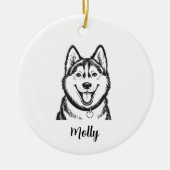 Personalized Husky Dog Christmas Keramik Ornament (Vorne)