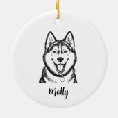 Personalized Husky Dog Christmas Keramik Ornament (Hinten)