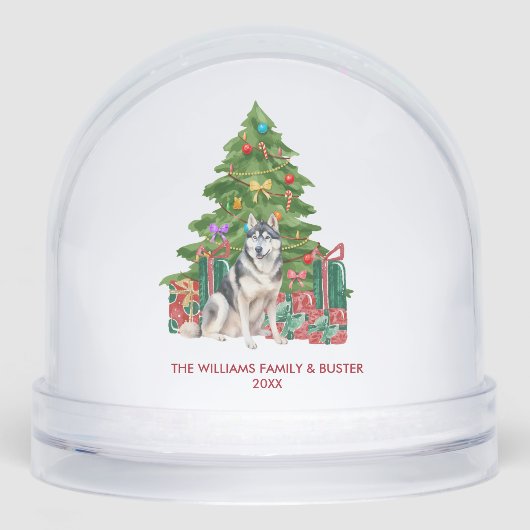 Personalized Husky Dog Christmas Schneekugeln (Vorderseite)