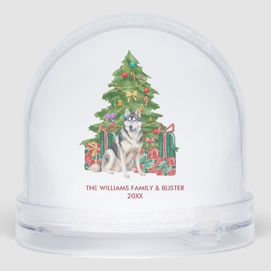 Personalized Husky Dog Christmas Schneekugeln (Rückseite)