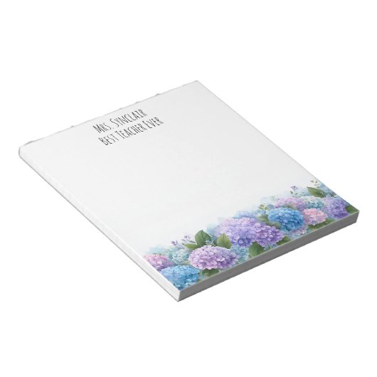 Personalized Hydrangea Flower Teacher Appreciation Notizblock (angewinkelt)