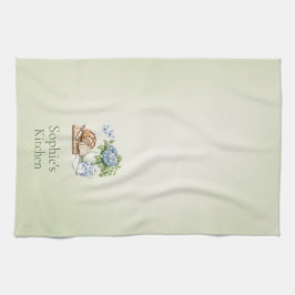 Personalized Hydrangea Kitchen Towel, Custom Name Geschirrtuch