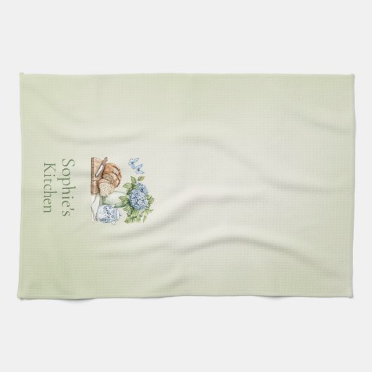 Personalized Hydrangea Kitchen Towel, Custom Name  Geschirrtuch (Horizontal)