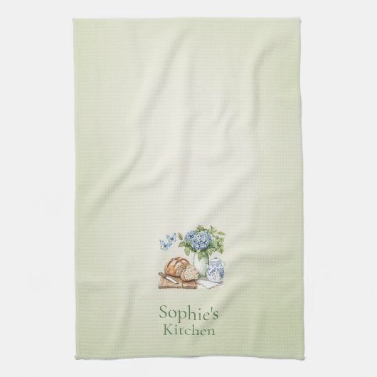 Personalized Hydrangea Kitchen Towel, Custom Name  Geschirrtuch (Vertikal)