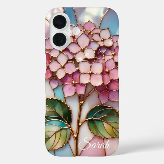 Personalized Hydrangea Phone Case Pink Floral (Rückseite)