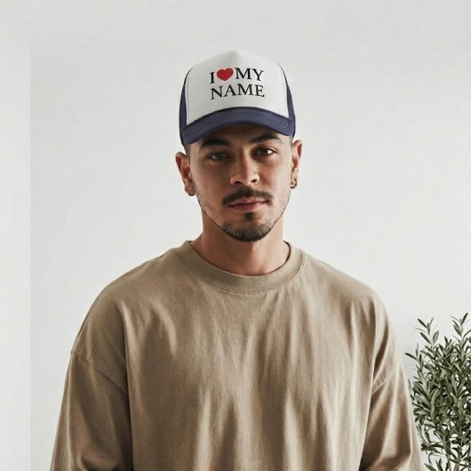 Personalized I Heart Hat, Custom Text Baseball Cap Truckerkappe