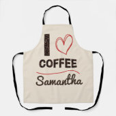 Personalized I Love Coffee Bean Barista Apron Gift Schürze (Vorderseite)