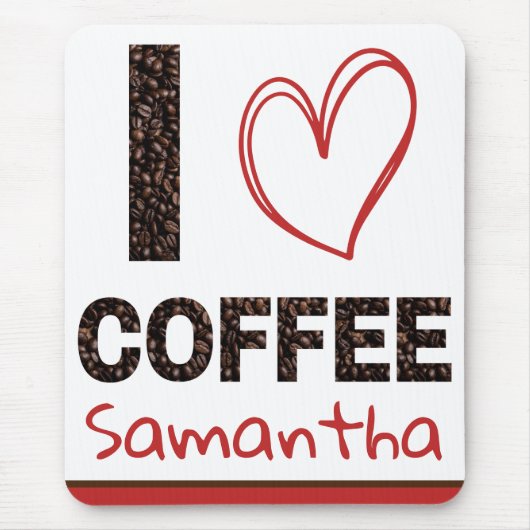 Personalized I Love Coffee Custom Name Mousepad (Vorne)