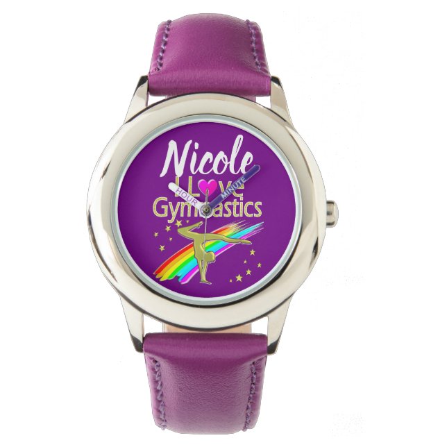PERSONALIZED I LOVE GYMNASTICS DESIGN ARMBANDUHR (Vorderseite)