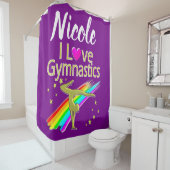 PERSONALIZED I LOVE GYMNASTICS DESIGN DUSCHVORHANG (Beispiel)