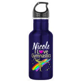 PERSONALIZED I LOVE GYMNASTICS DESIGN EDELSTAHLFLASCHE (Vorderseite)