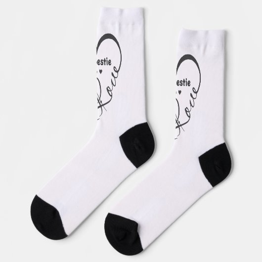 Personalized I Love My Bestie • You = ♥ Socken (Linkes Detail)
