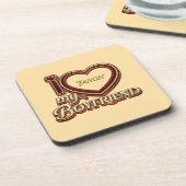 Personalized I Love My Boyfriend Custom Name Getränkeuntersetzer (Linke Seite)