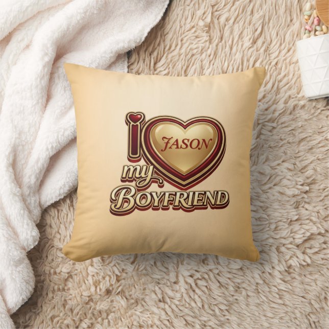 Personalized I Love My Boyfriend Custom Name Kissen (Decke)