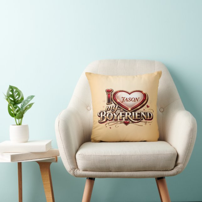 Personalized I Love My Boyfriend Custom Name Kissen (Stuhl )